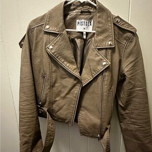 Pistola Women's Grey Leather Jacket